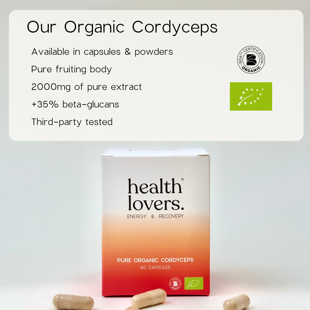 Organic Cordyceps - Energy, Stamina & Endurance - Capsules or Powder