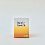 Box of 'health lovers' pure organic lion's mane mushroom extract powder on a white background